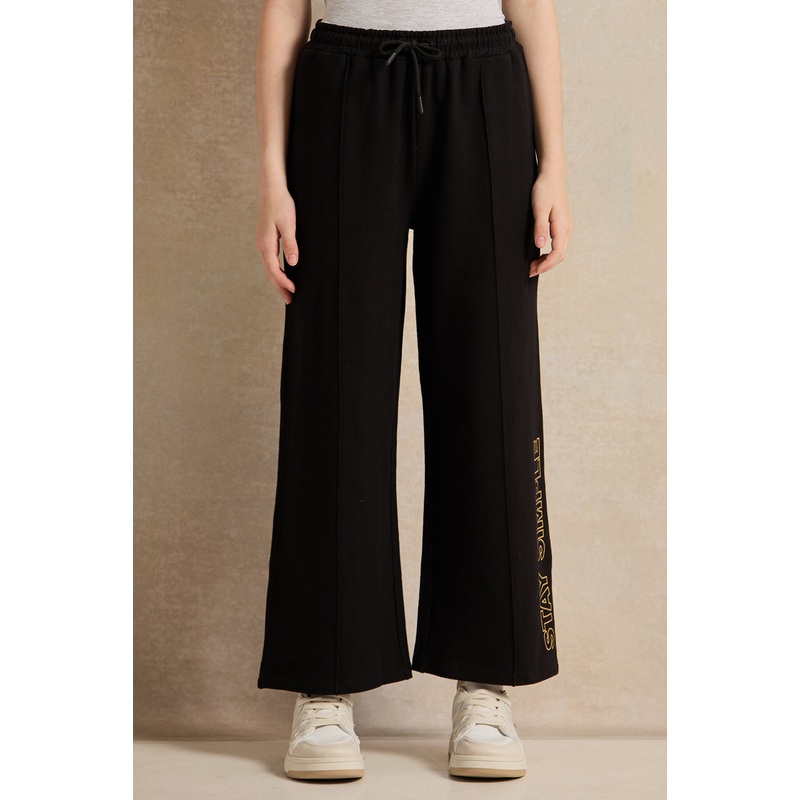 Senior Girls Black Wide Leg Track Pants