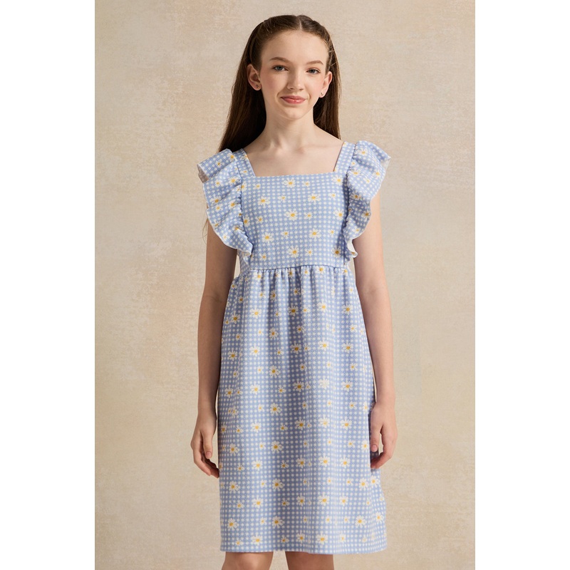 Senior Girls Blue Floral Dress