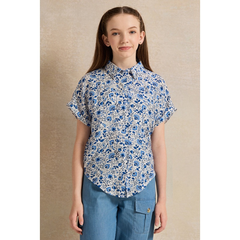 Senior Girls Blue Printed Shirt