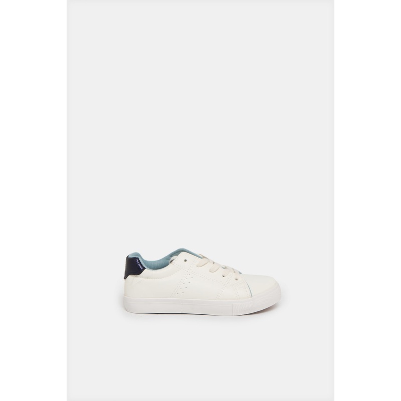 Senior Girls White Lace-Up Sneakers