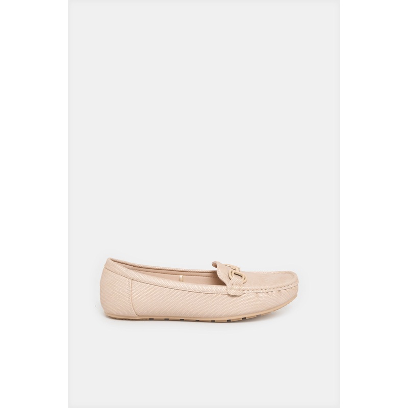 Women Beige Embellished Moccasin