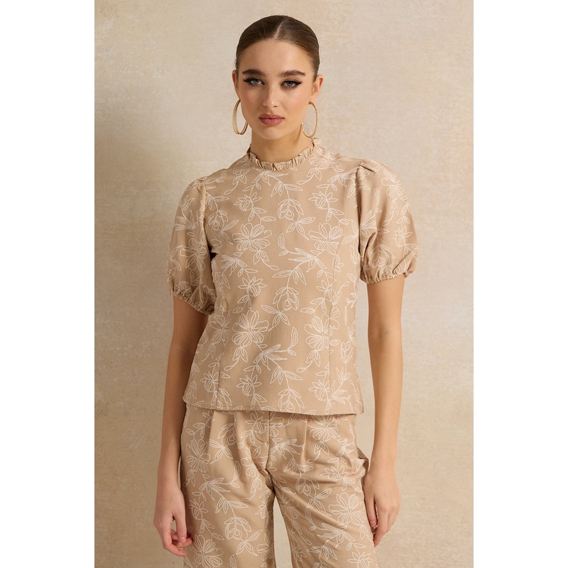 Women Beige Printed Top|UK8|UK10|UK12|UK14|UK16|UK18