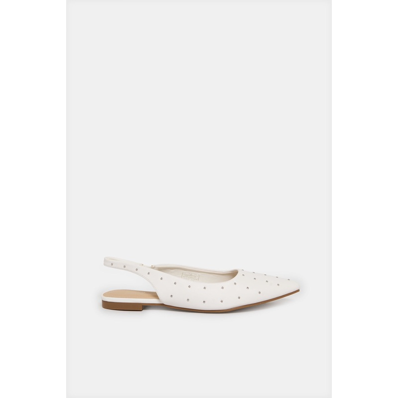 Women White Slingback Studs Upper