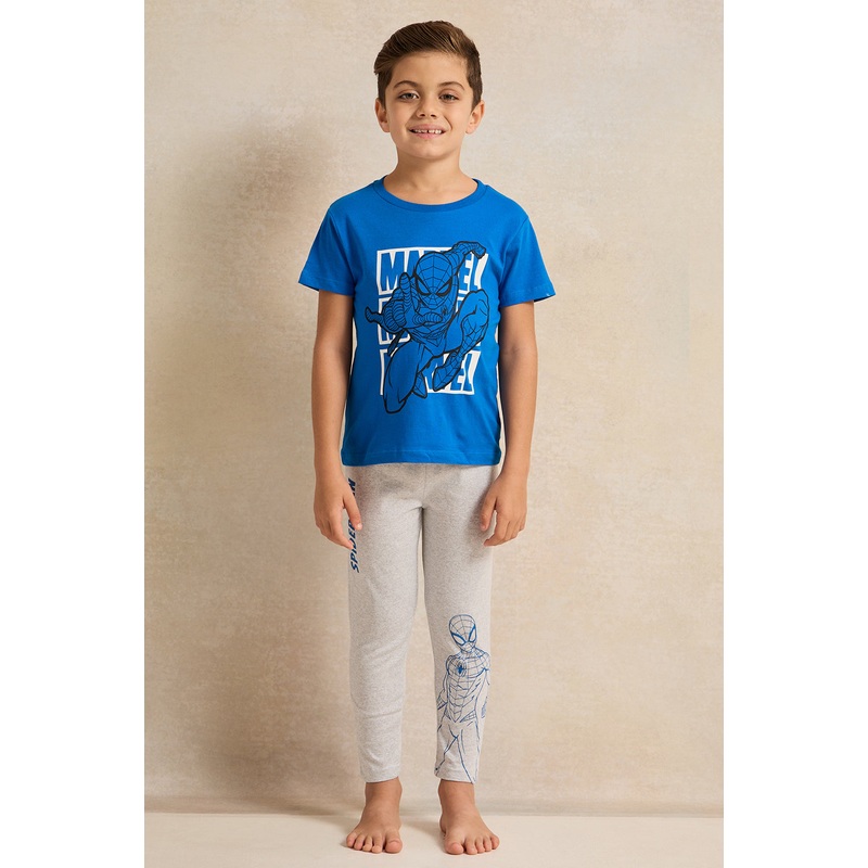 Boys Blue And Grey Spider Man Pyjama Set