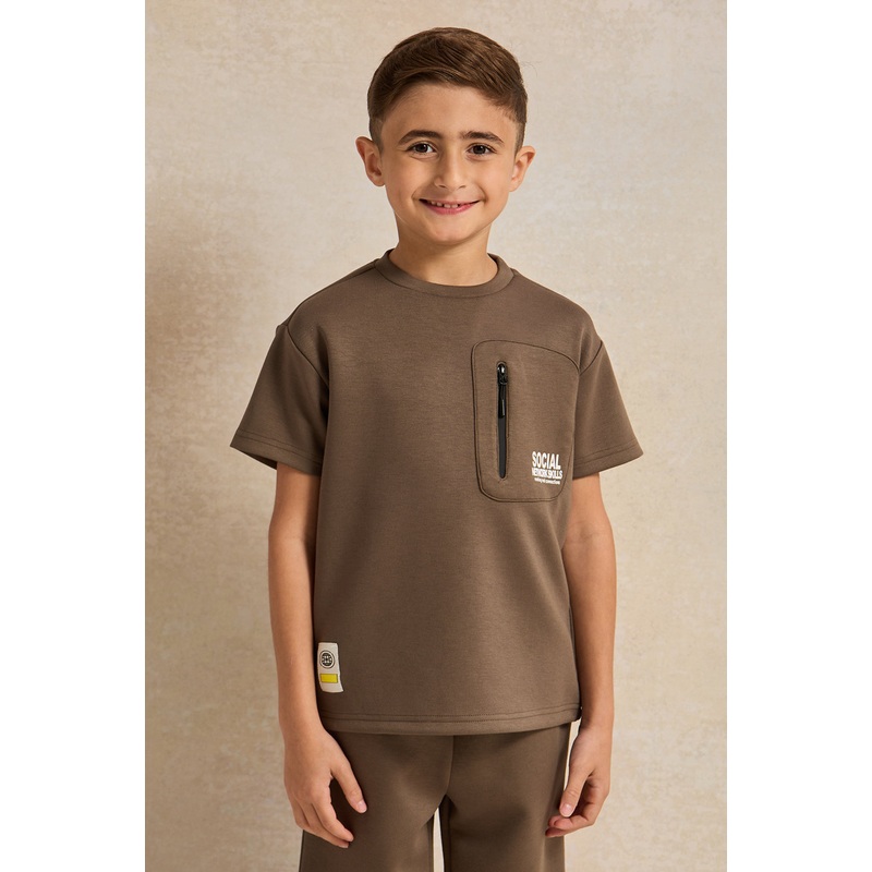 Boys Brown Printed T-shirt|2-3 Years|3-4 Years|4-5 Years|5-6 Years|6-7 Years|7-8 Years