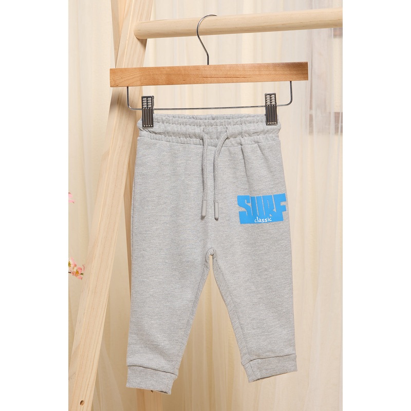 Infant Boys Grey Printed Active Pants