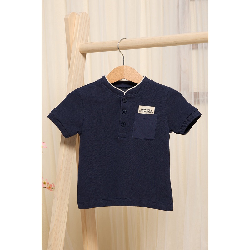 Infant Boys Navy Mandarin Polo Shirt