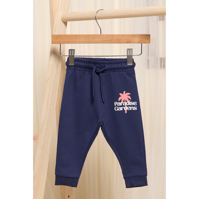 Infant Boys Navy Printed Active Pants