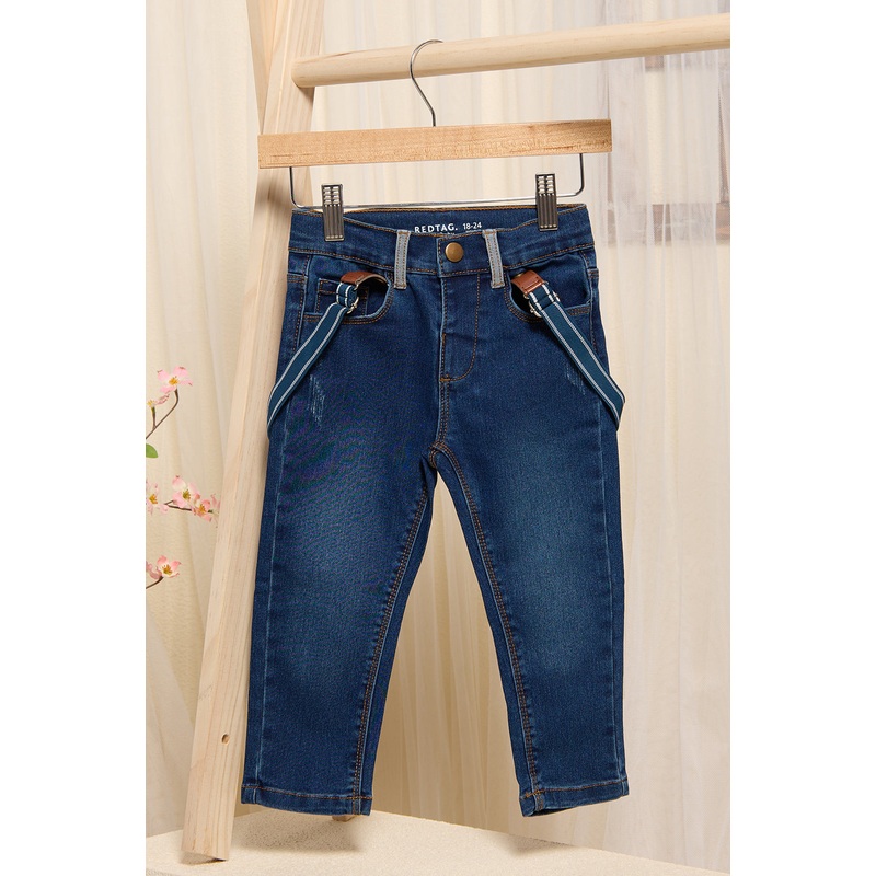 Infant Boys Navy Suspender Jeans