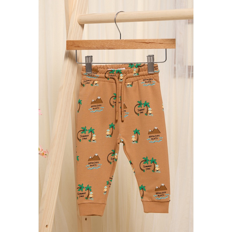 Infant Boys Orange Printed Active Pants
