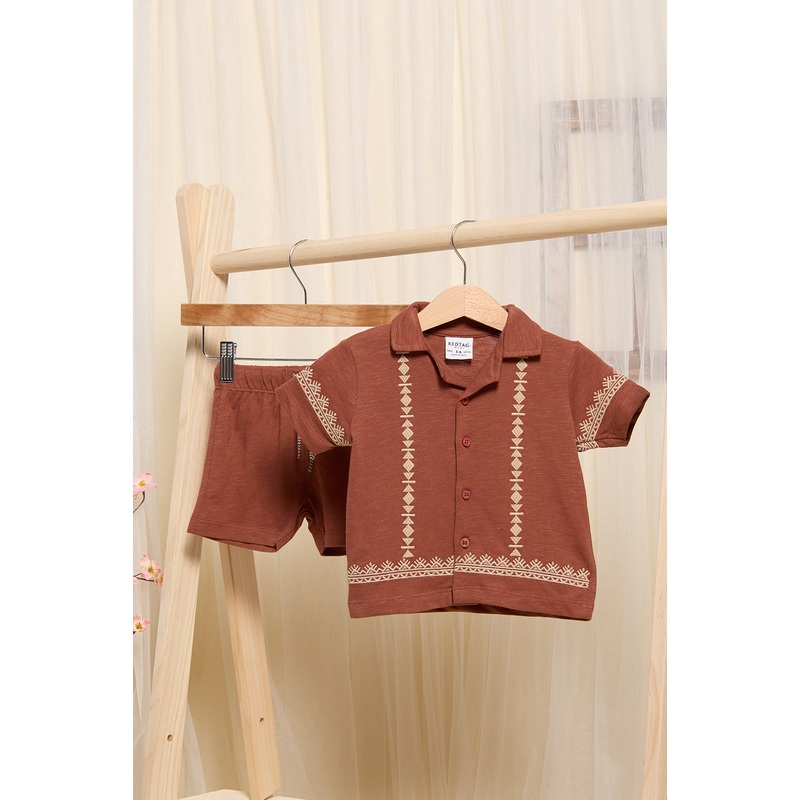 Infant Boys Rust Embellished Casual Set (2 Piece)