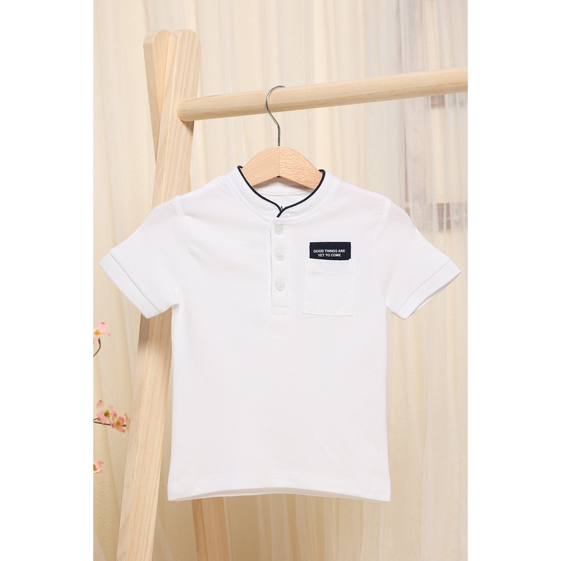Infant Boys White Mandarin Polo Shirt