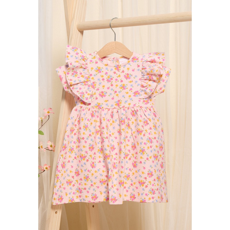 Infant Girls Pink Printed Dress