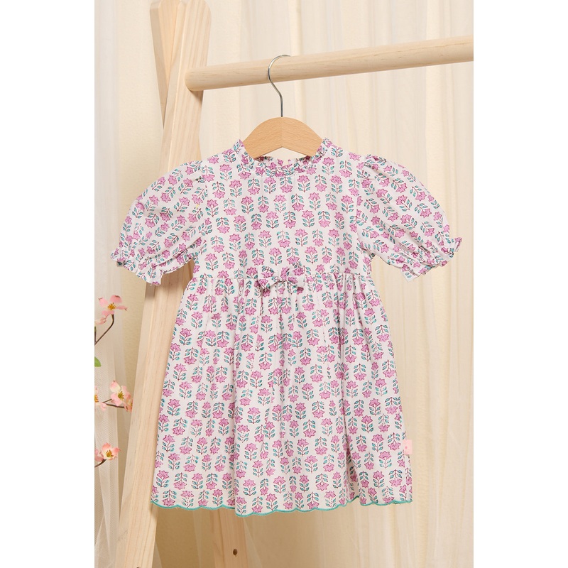 Infant Girls White Printed Dress
