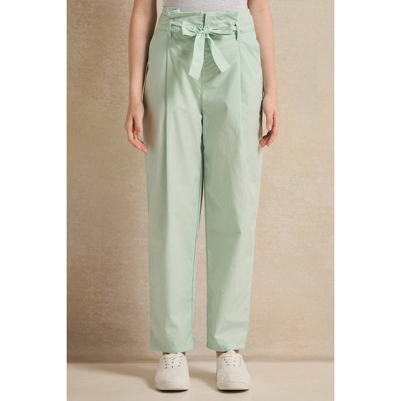 Senior Girls Mint Paper bag Pants