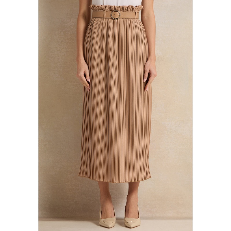 Women Beige Pleated Skirt|UK8|UK10|UK12|UK14|UK16|UK18