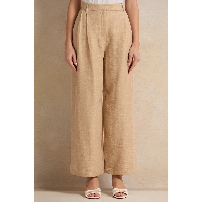 Women Beige Straight Fit Trousers