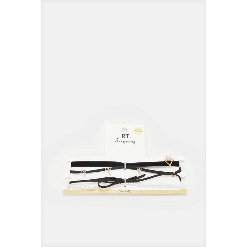 Women Black And White Necklace Set (Pack of 3)