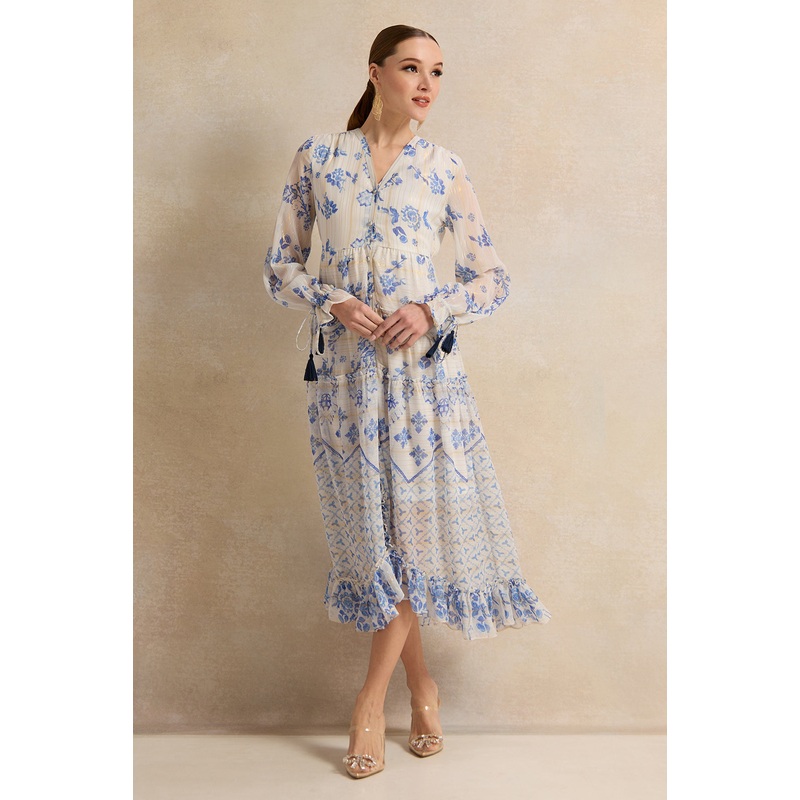 Women Blue Printed Dress|UK8|UK10|UK12|UK14|UK16|UK18