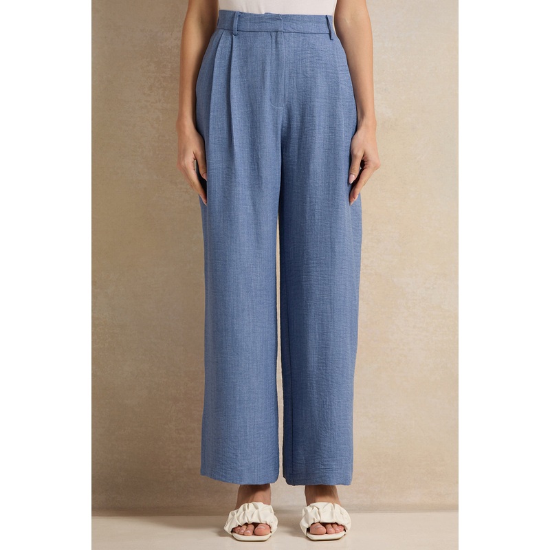 Women Blue Straight Fit Trousers