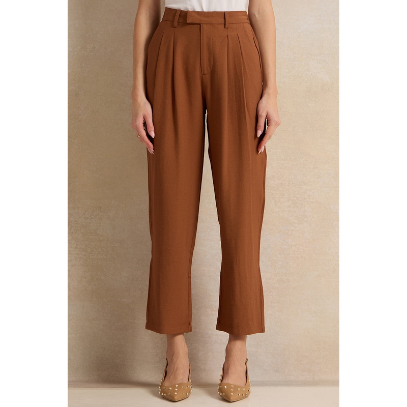 Women Brown Straight Fit Trousers