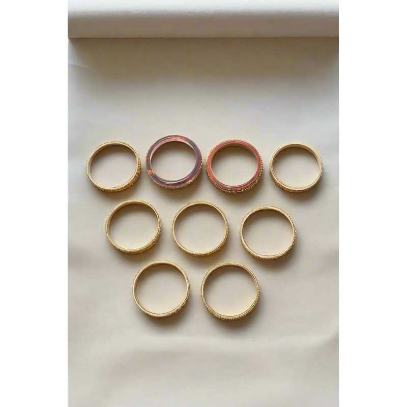 Women Gold Bangle Set (Pack of 9)