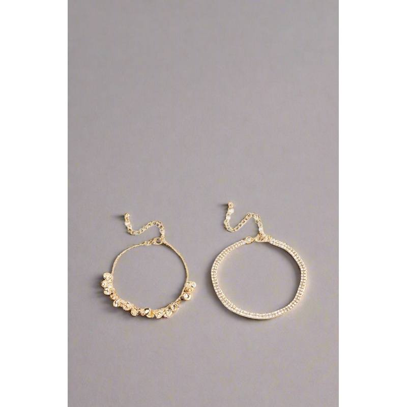 Women Gold Embellished Bracelet Set (2 Piece)