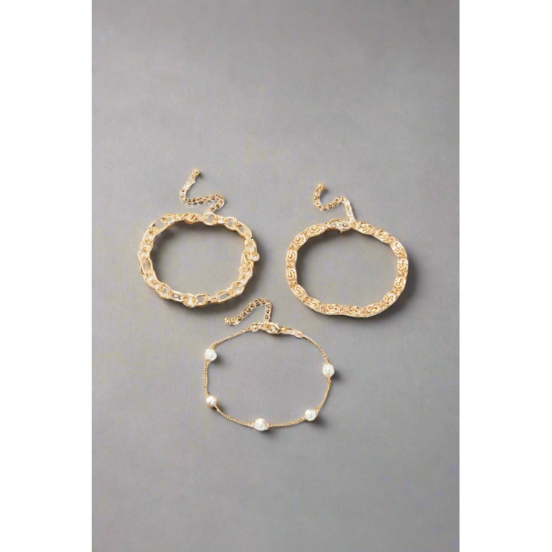 Women Gold Embellished Bracelet Set (3 Piece)