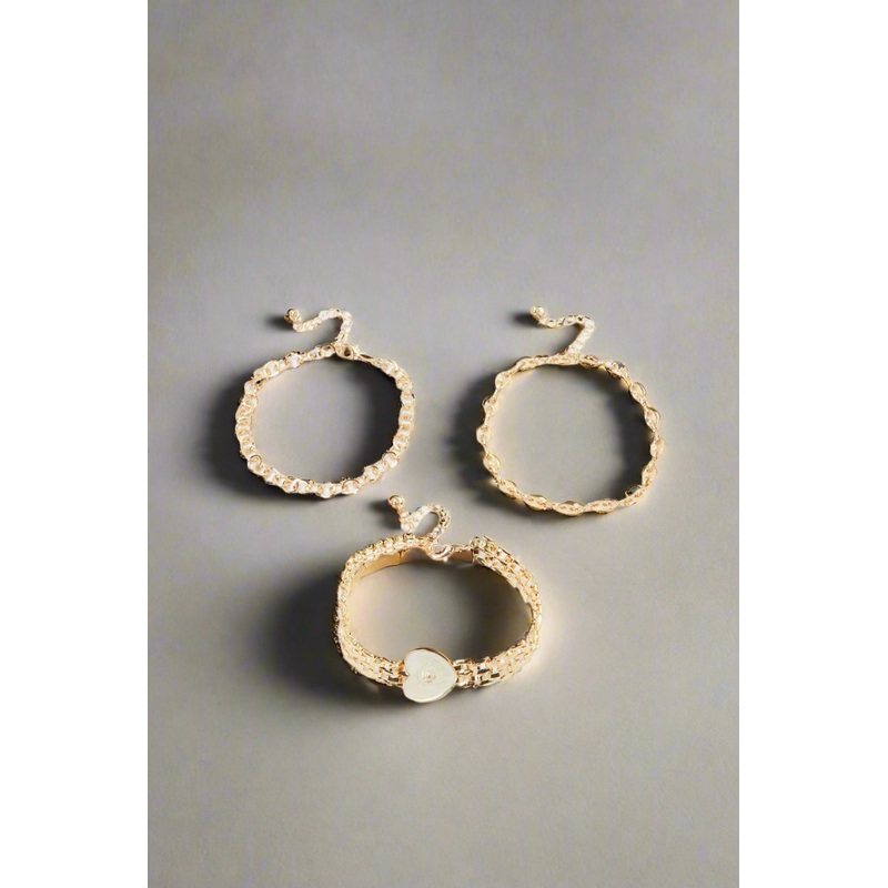 Women Gold Embellished Bracelets Set (3 Piece)