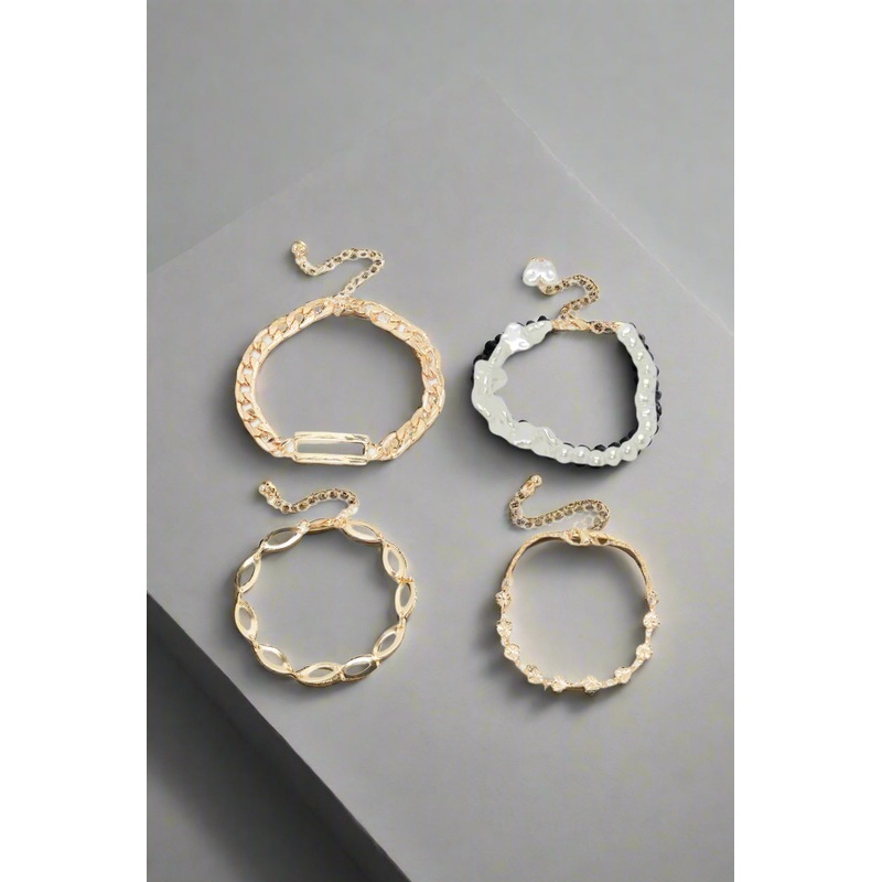 Women Gold Embellished Bracelets Set (4 Piece)