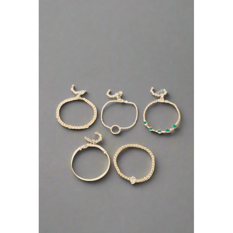 Women Gold Embellished Bracelets Set (5 Piece)