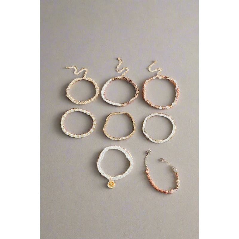 Women Gold Embellished Bracelets Set (7 Piece)