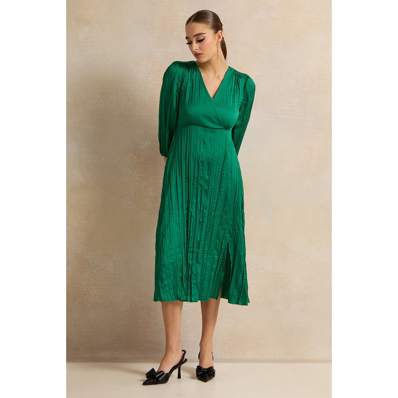 Women Green Textured Dess|UK8|UK10|UK12|UK14|UK16|UK18