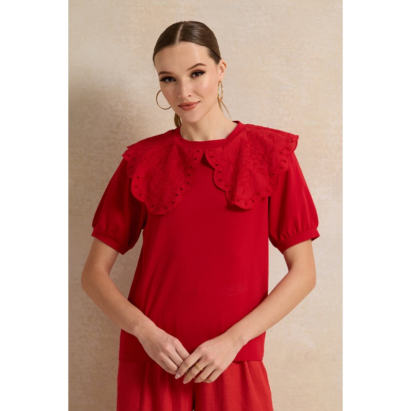 Women Red Embossed Top|UK8|UK10|UK12|UK14|UK16|UK18