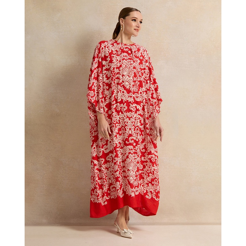 Women Red Printed Long Dress|Small|Medium|Large