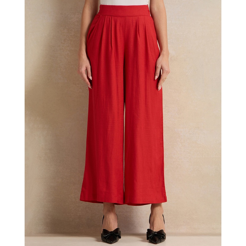 Women Red Relaxed Trousers|UK8|UK10|UK12|UK14|UK16|UK18