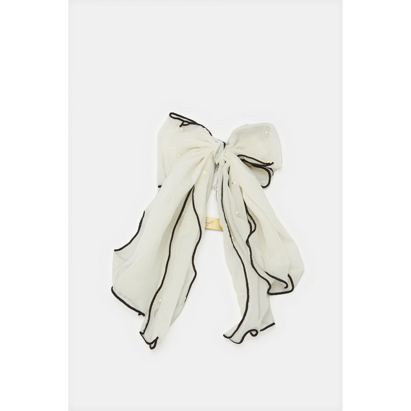 Women White Bow Hair Clip