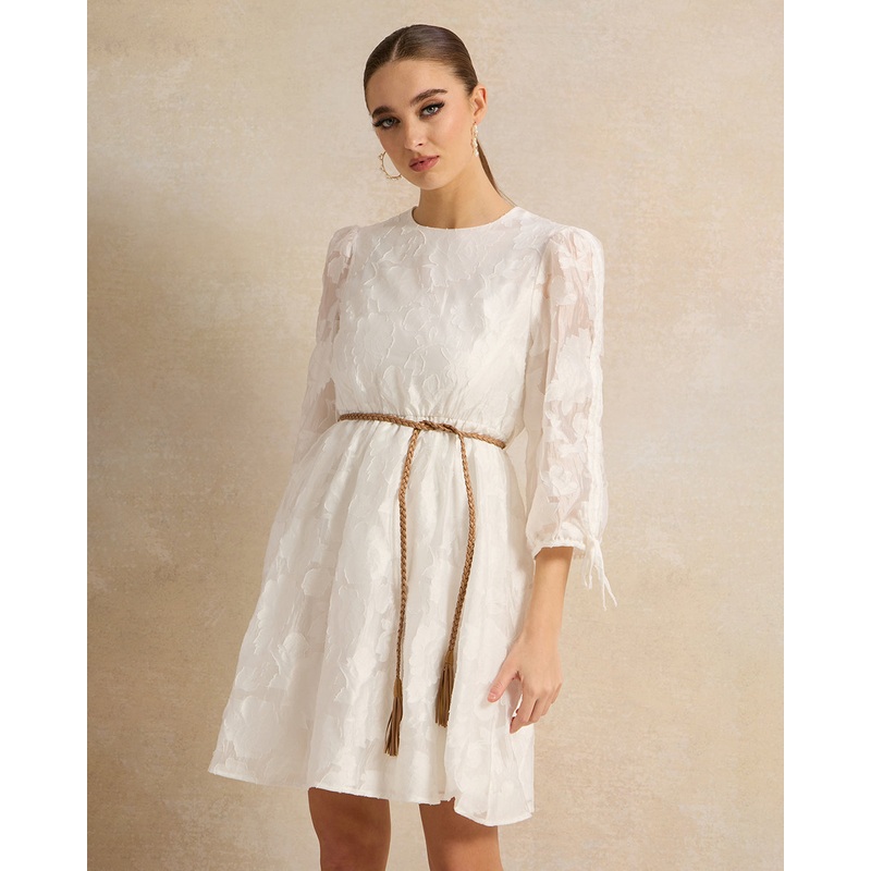 Women White Jacquard Dress|UK8|UK10|UK12|UK14|UK16|UK18