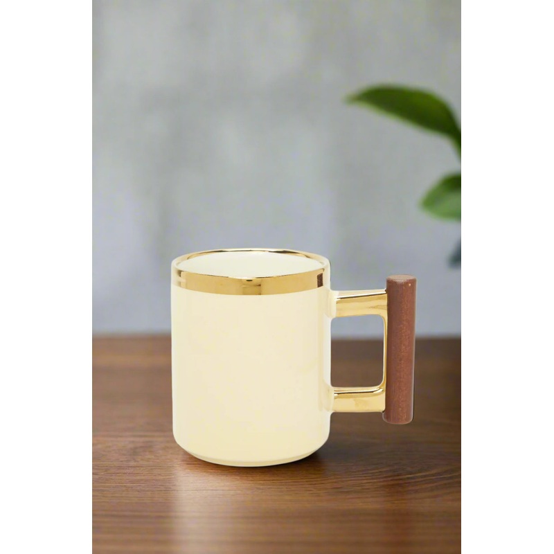 Beige Embellished Electroplating Mug (11.3 Oz)