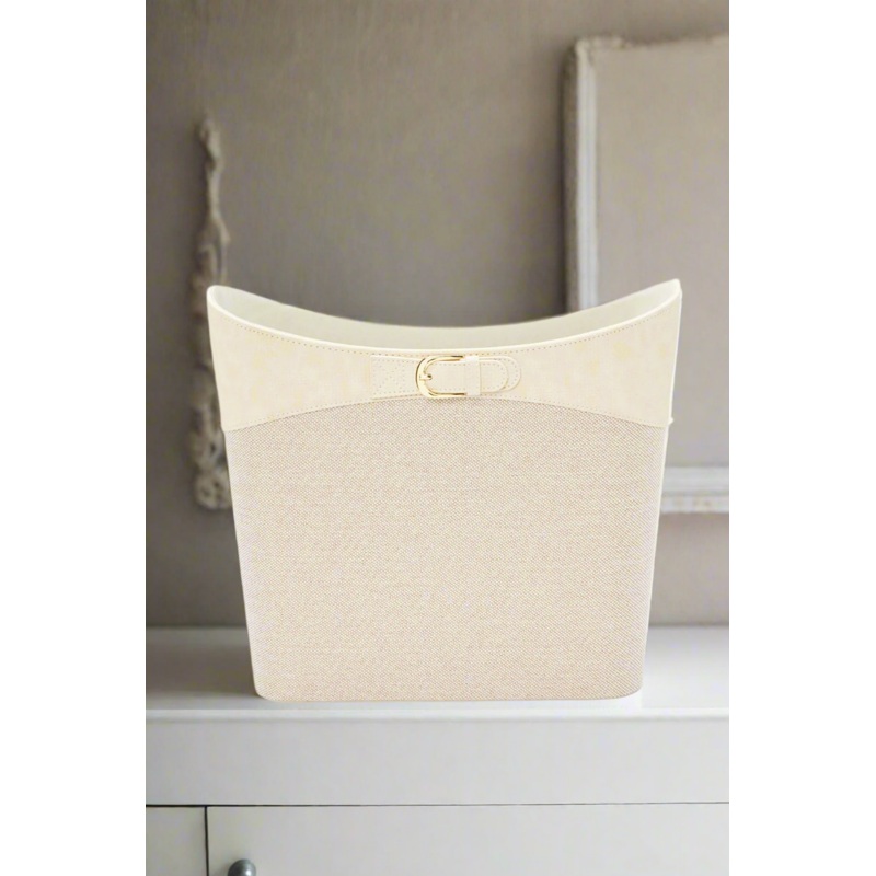 Beige Embellished Magazine Basket