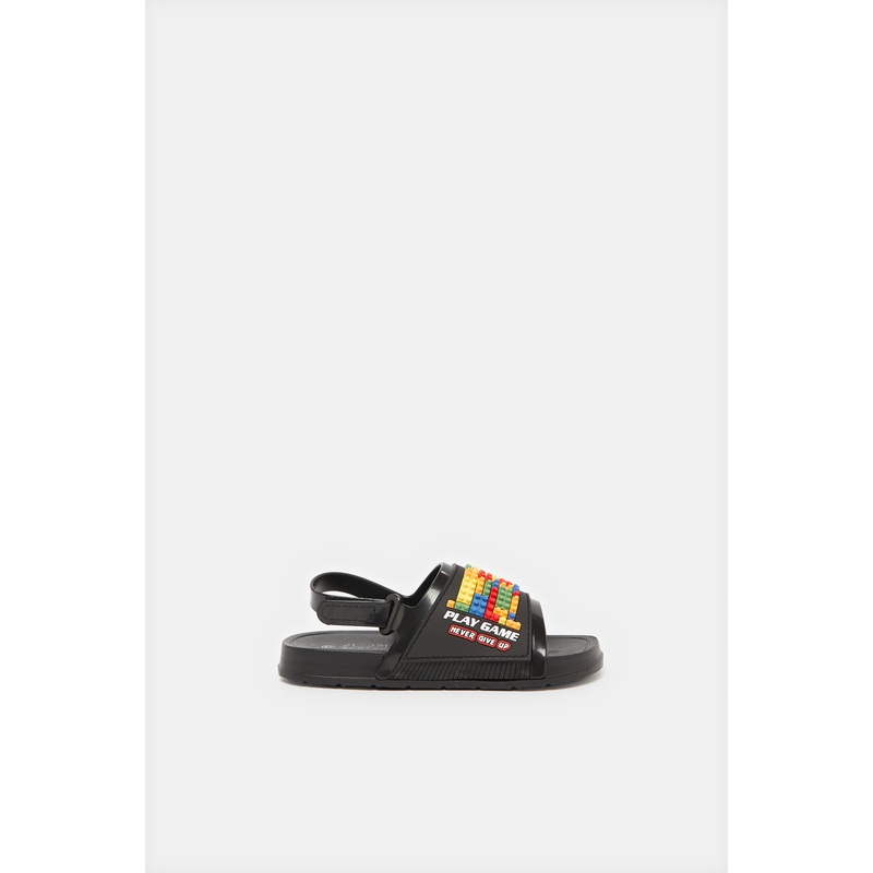 Boys Black Molded Slide With Backstrap