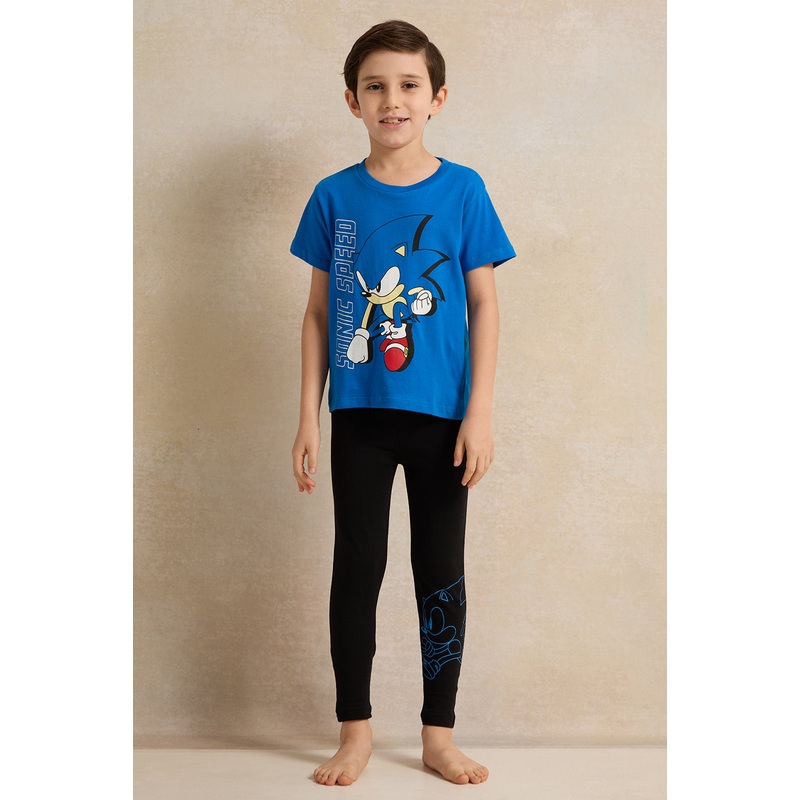 Boys Blue Sonic Print Pyjama Set (2 Piece)