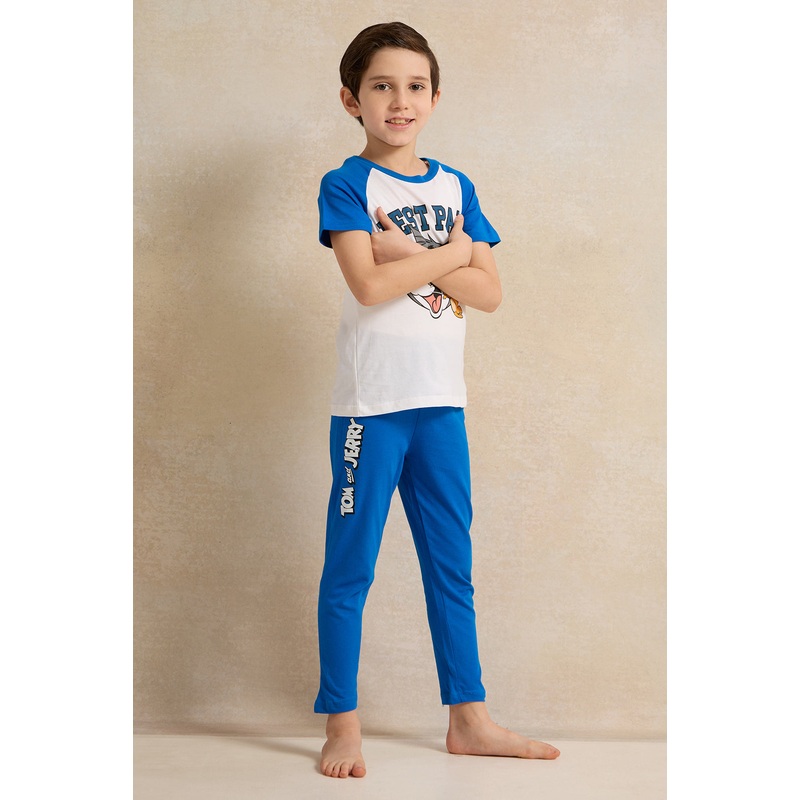 Boys Blue Tom & Jerry Print Pyjama Set (2 Piece)