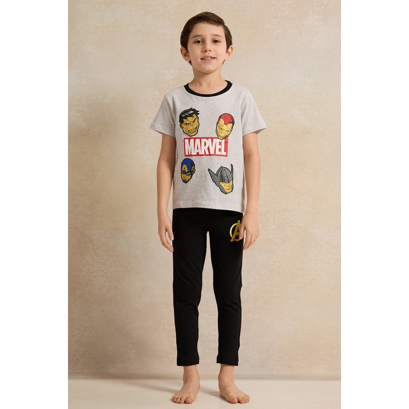 Boys Grey And Black Avengers Print  Pyjama Set (2 Piece)
