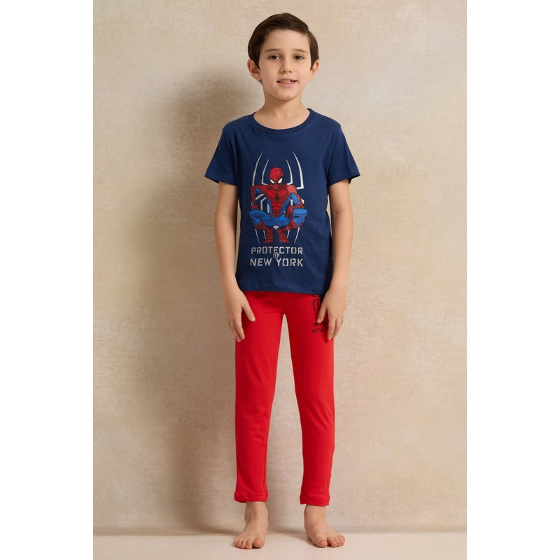 Boys Navy Spider Man Print Pyjama Set (2 Piece)
