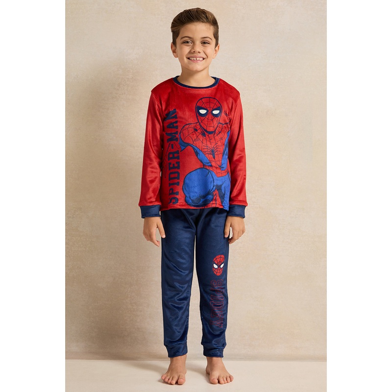 Boys Red And Blue Printed Pyjama Set (2 Piece)
