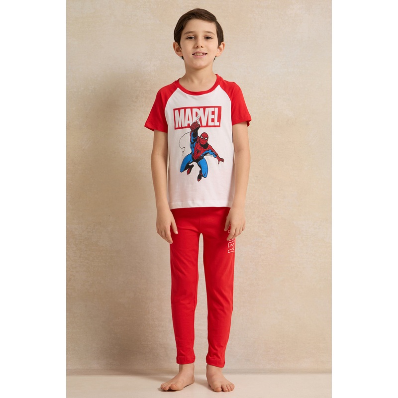 Boys Red Spiderman Print Pyjama Set (2 Piece)