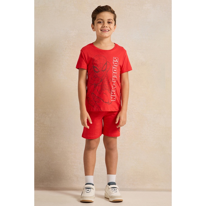 Boys Red Spiderman Printed Casual Set (2 Piece)