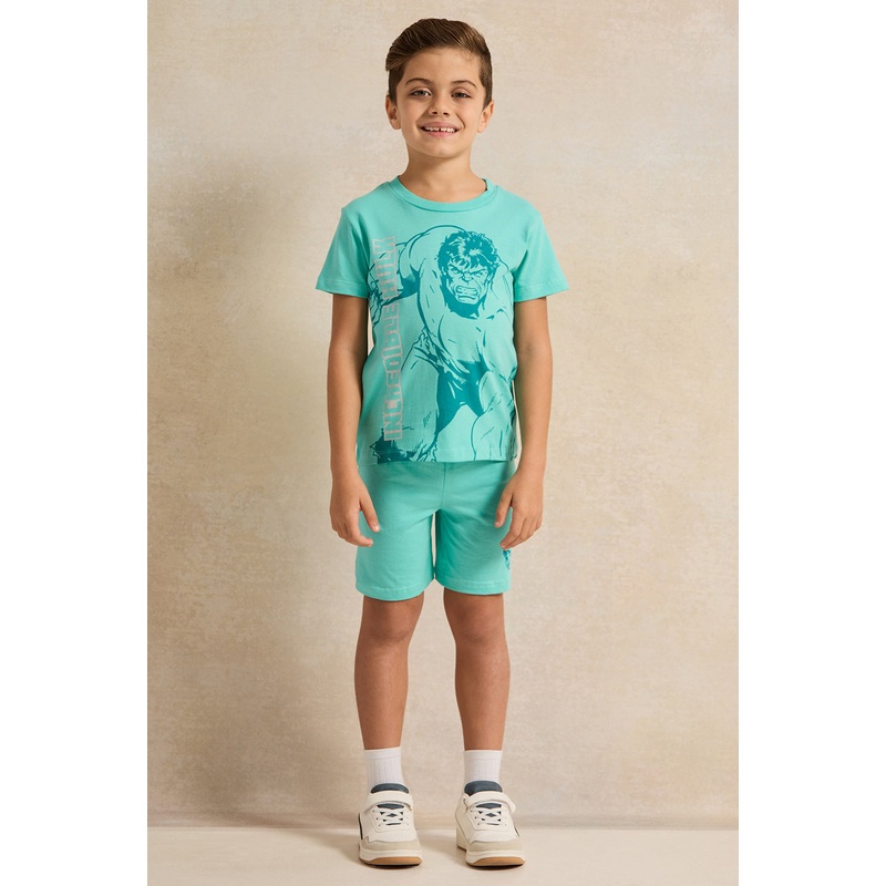 Boys Teal Hulk Printed Casual Set (2 Piece)