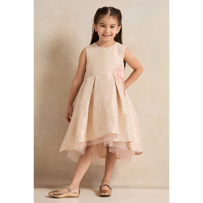 Girls Pink Jacquard Dress|2-3 Years|3-4 Years|4-5 Years|5-6 Years|6-7 Years|7-8 Years